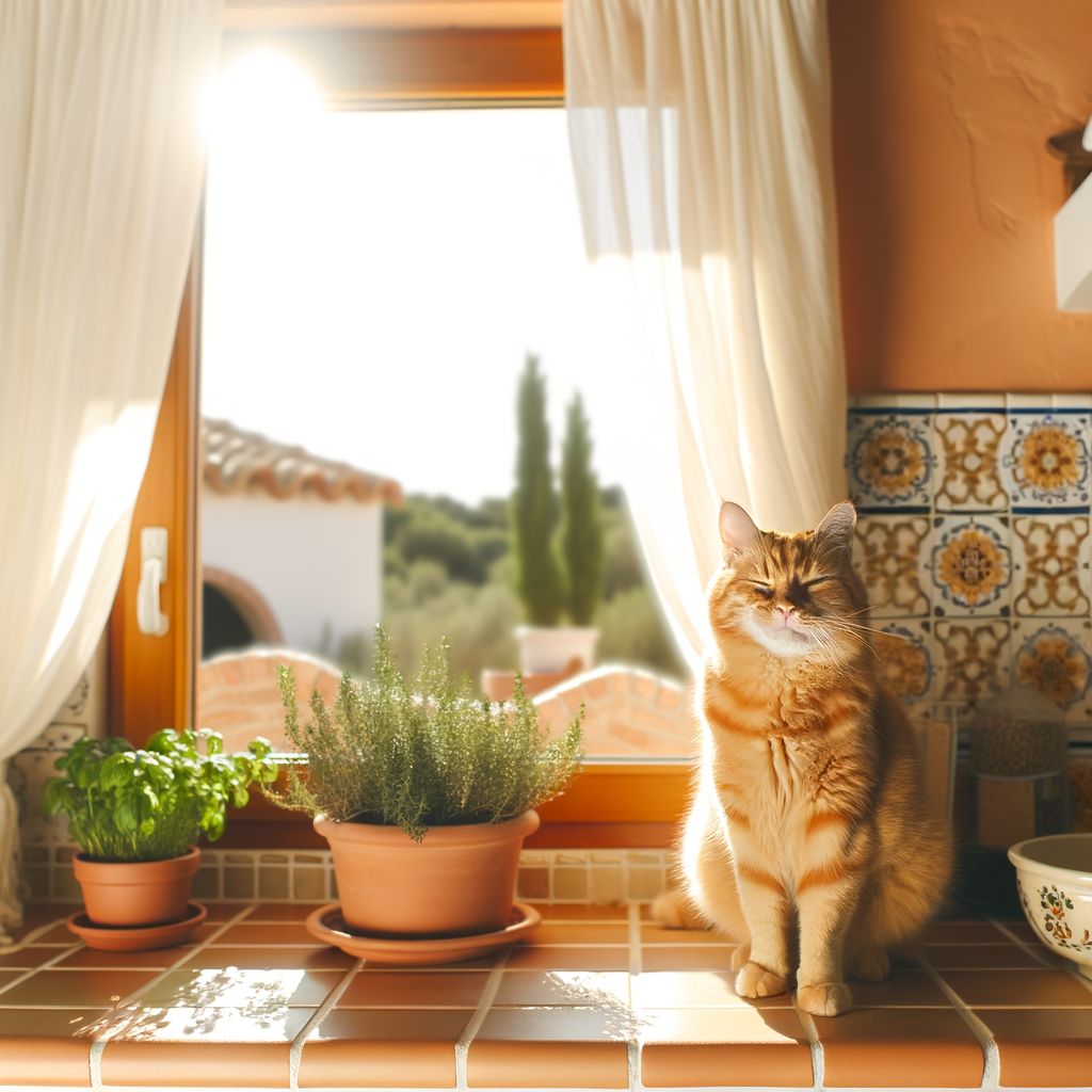 Happy cat enjoying Mediterranean life